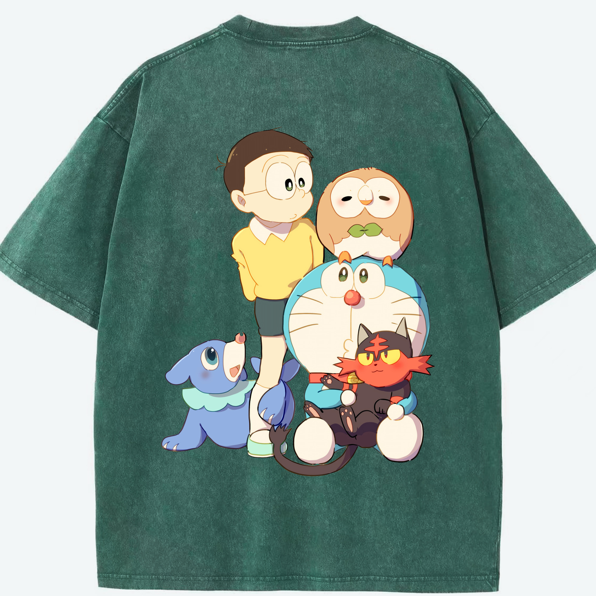 （画像用） ドラえもん Doraemon 綿100% ヴィンテージ風 半袖Tシャツ（背面プリント）